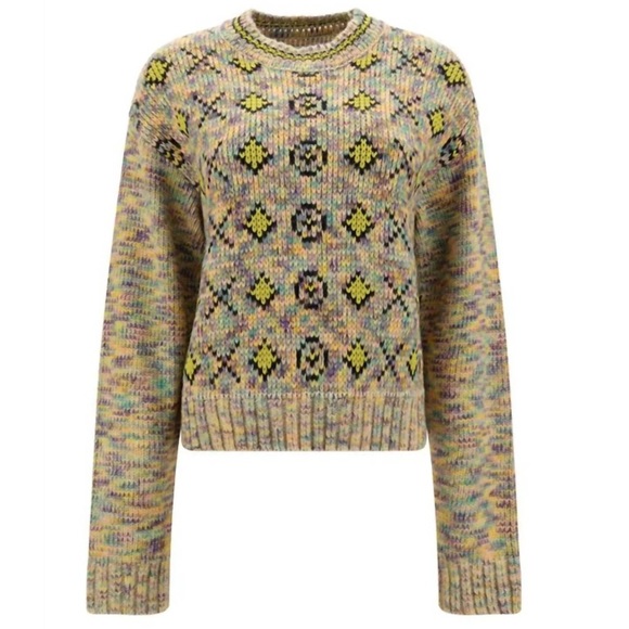 Re/Done 50s Crewneck Sweater In Xo Rainbow NWT Size Medium